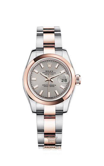 Rolex Lady-Datejust Watch 179161-0002 26 mm Steel / Pink gold Case Silver Dial