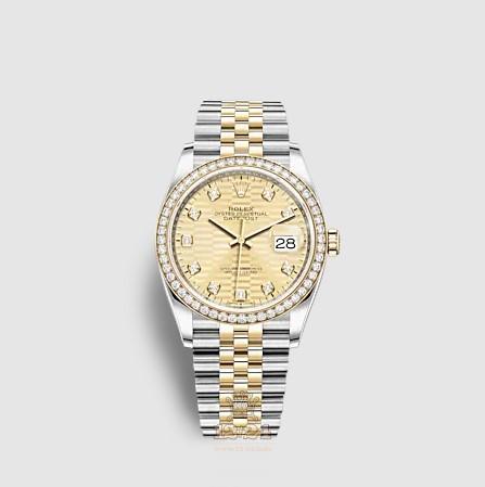 Rolex Datejust Watch 126283rbr-0031 36 mm Stainless steel Yellow gold Case Yellow Dial