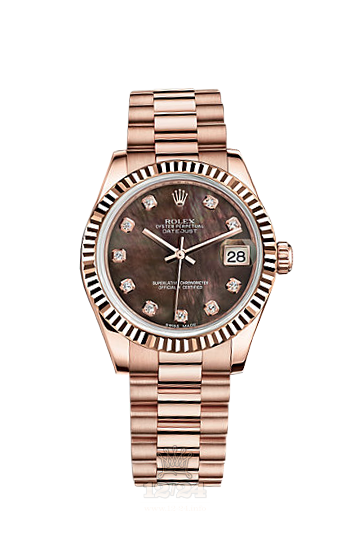 Rolex Datejust Watch 178275f-0003 31 mm Pink gold Case Black Dial