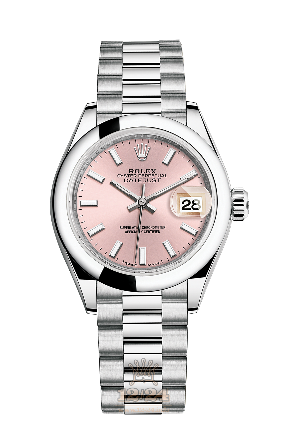 Rolex Datejust Watch 279166-0004 28 mm Platinum Case Pink Dial
