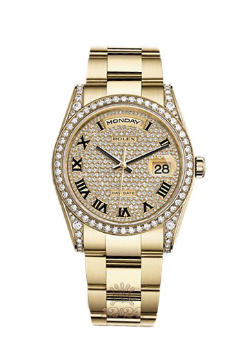 Rolex Day-Date Watch 118388-0192 36 mm Yellow gold Case Silver Golden Dial