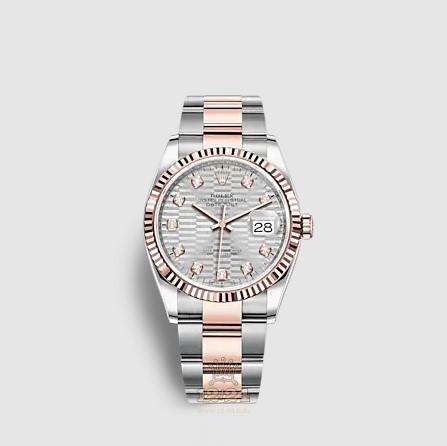 Rolex Datejust Watch 126231-0040 36 mm Stainless steel Pink gold Case Gray Silver Dial
