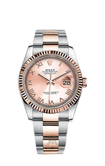 Rolex Datejust Watch 116231-0067 36 mm Steel / Pink gold Case Pink Dial
