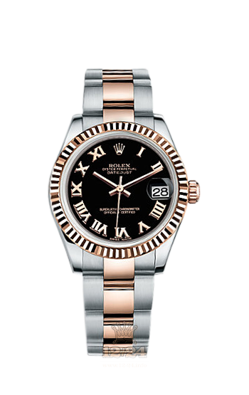 Rolex Lady-Datejust Watch 178271-0069 31 mm Steel / Pink gold Case Black Dial