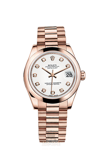 Rolex Datejust Watch 178245f-0001 31 mm Pink gold Case White Dial