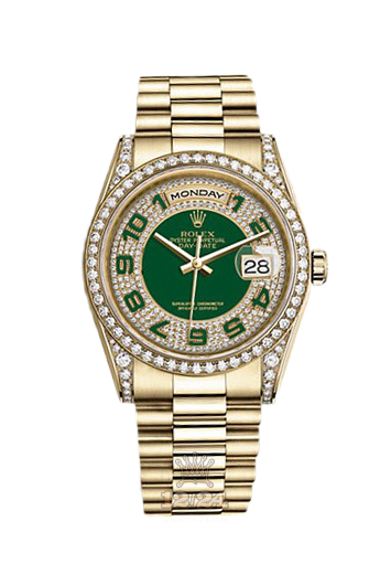 Rolex Day-Date Watch 118388-0053 36 mm Yellow gold Case Golden Green Dial