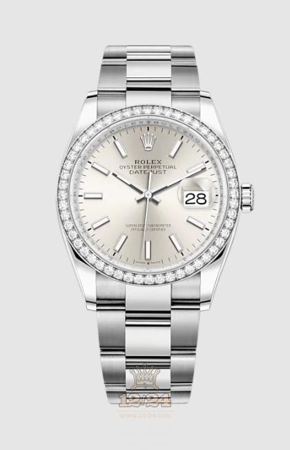 Rolex Datejust Watch 126284rbr-0006 36 mm Stainless steel White gold Case Silver Dial