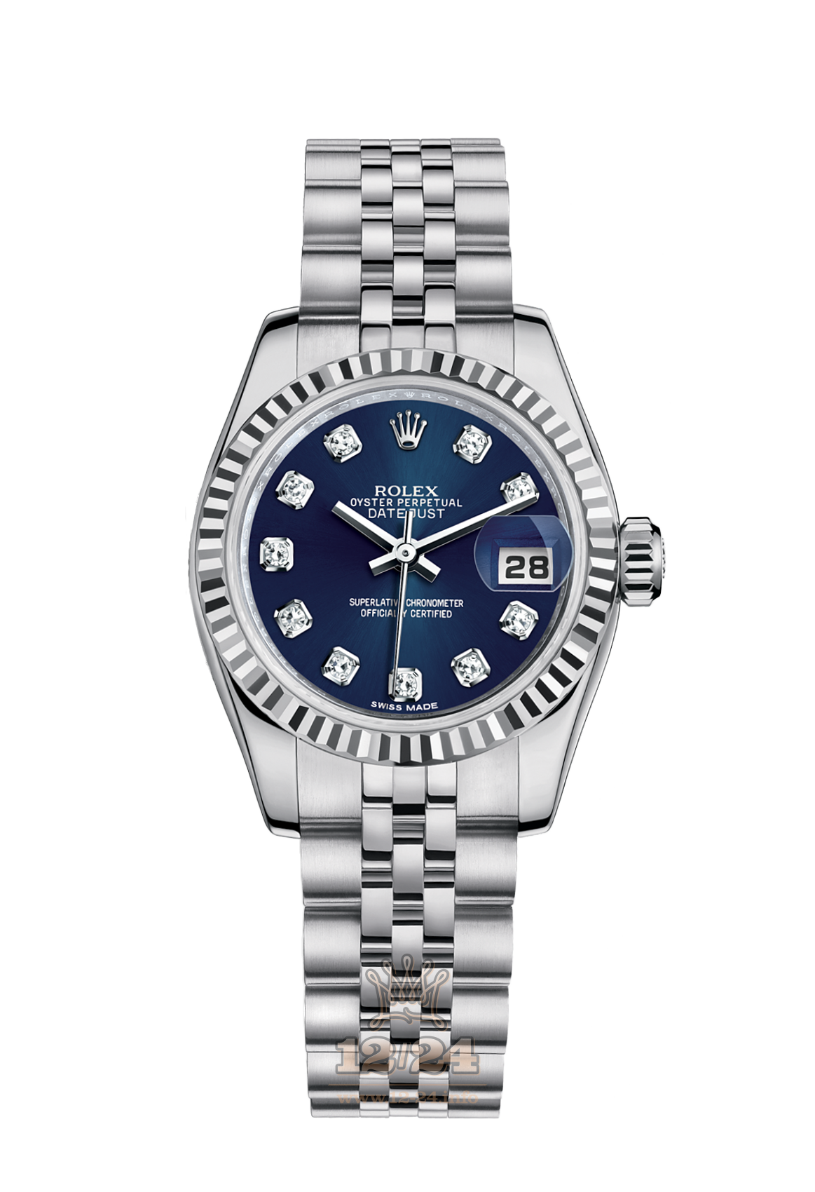 Rolex Lady-Datejust Watch 179174-0011 26 mm Steel / White gold Case Dark blue Dial