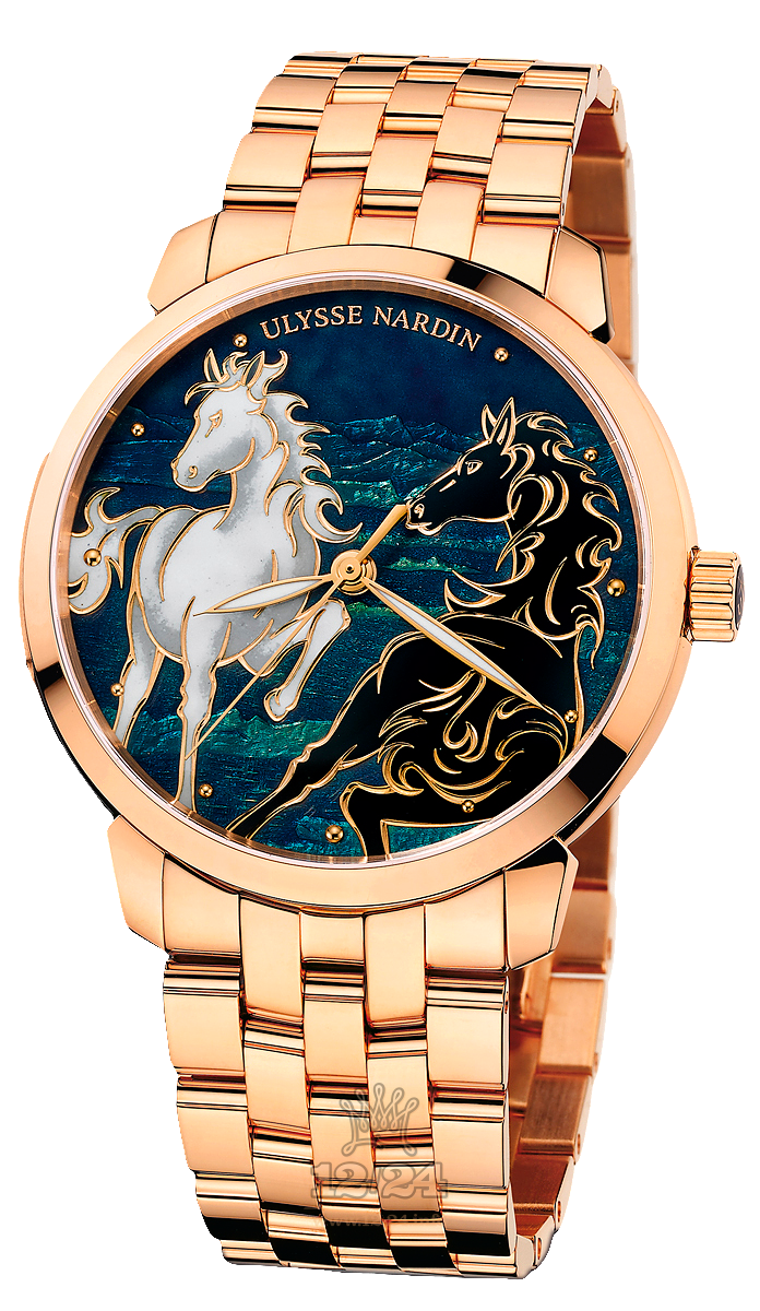 Ulysse Nardin Classic Watch 8156-111-8/CHEVAL 40 mm Pink gold Case Painted Dial