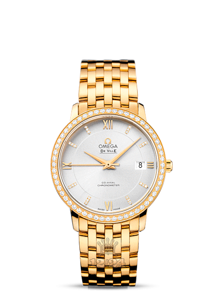 Omega Prestige Watch 424.55.37.20.52.002 37 mm Yellow gold Case Silver Dial