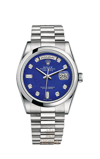 Rolex Day-Date Watch 118206-0118 36 mm Platinum Case Dark blue Dial