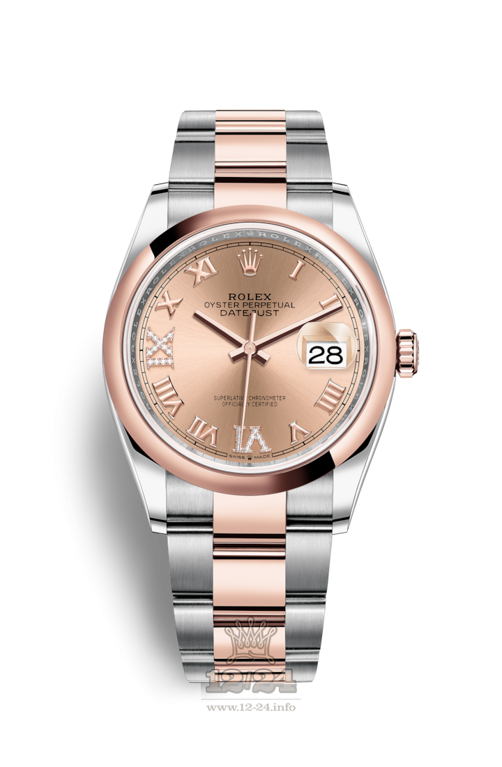 Rolex Datejust Watch 126201-0028 36 mm Steel / Pink gold Case Pink Dial