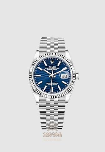 Rolex Datejust Watch 126234-0049 36 mm Stainless steel White gold Case Dark blue Dial