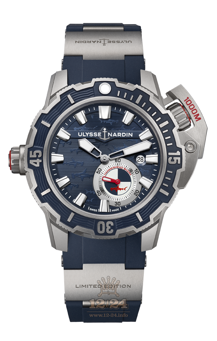 Ulysse Nardin Diver Watch 3203-500LE-3/93-HAMMER 46 mm Titanium Case Dark blue Dial