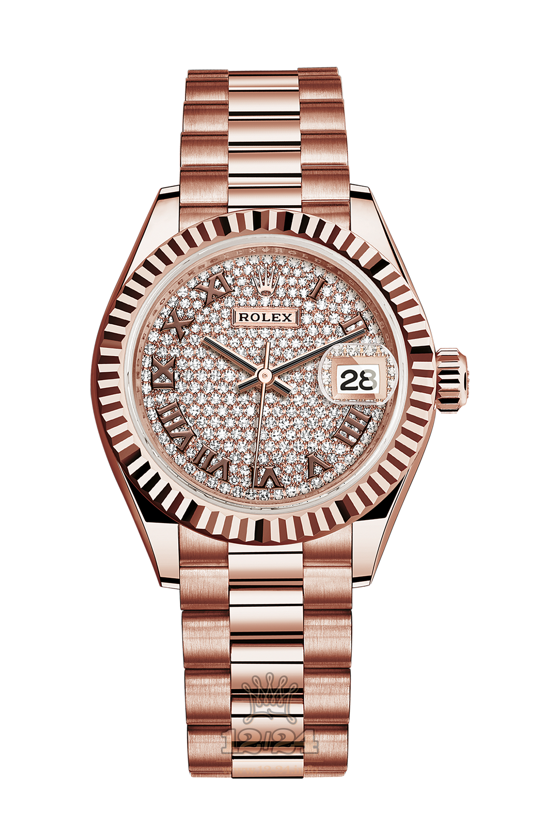 Rolex Datejust Watch 279175-0023 28 mm Pink gold Case Silver Golden Dial
