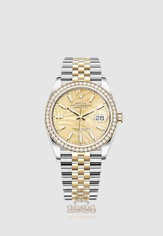 Rolex Datejust Watch 126283rbr-0023 36 mm Stainless steel Yellow gold Case Golden Dial