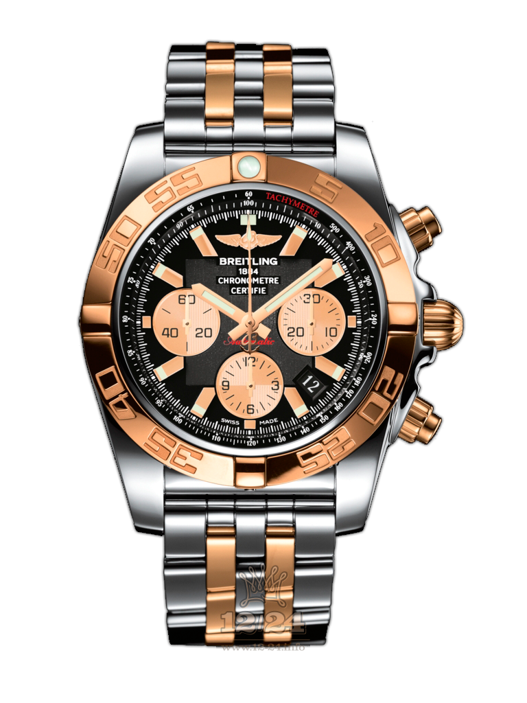 Breitling Chronomat Watch CB011012/B968/375C 44 mm Steel / Pink gold Case Black Dial