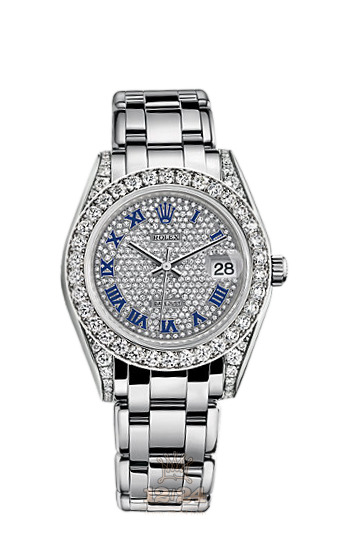 Rolex Pearlmaster Watch 81159-0010 34 mm White gold Case Silver Dial