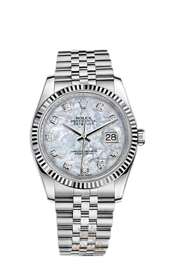 Rolex Datejust Watch 116234-0078 36 mm Steel / White gold Case White Dial