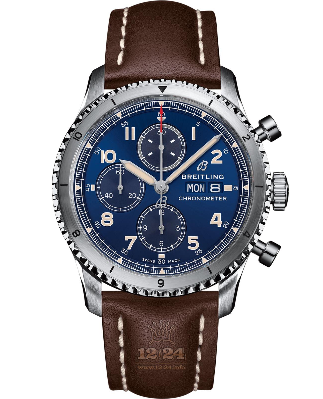 Breitling Classic AVI Watch A13316101C1X2 43 mm Stainless steel Case Dark blue Dial