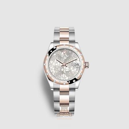 Rolex Datejust Watch 278341rbr-0031 31 mm Stainless steel Pink gold Case Gray Silver Painted Dial