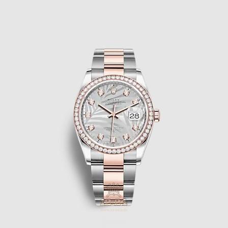 Rolex Datejust Watch 126281rbr-0026 36 mm Stainless steel Pink gold Case Gray Silver Dial
