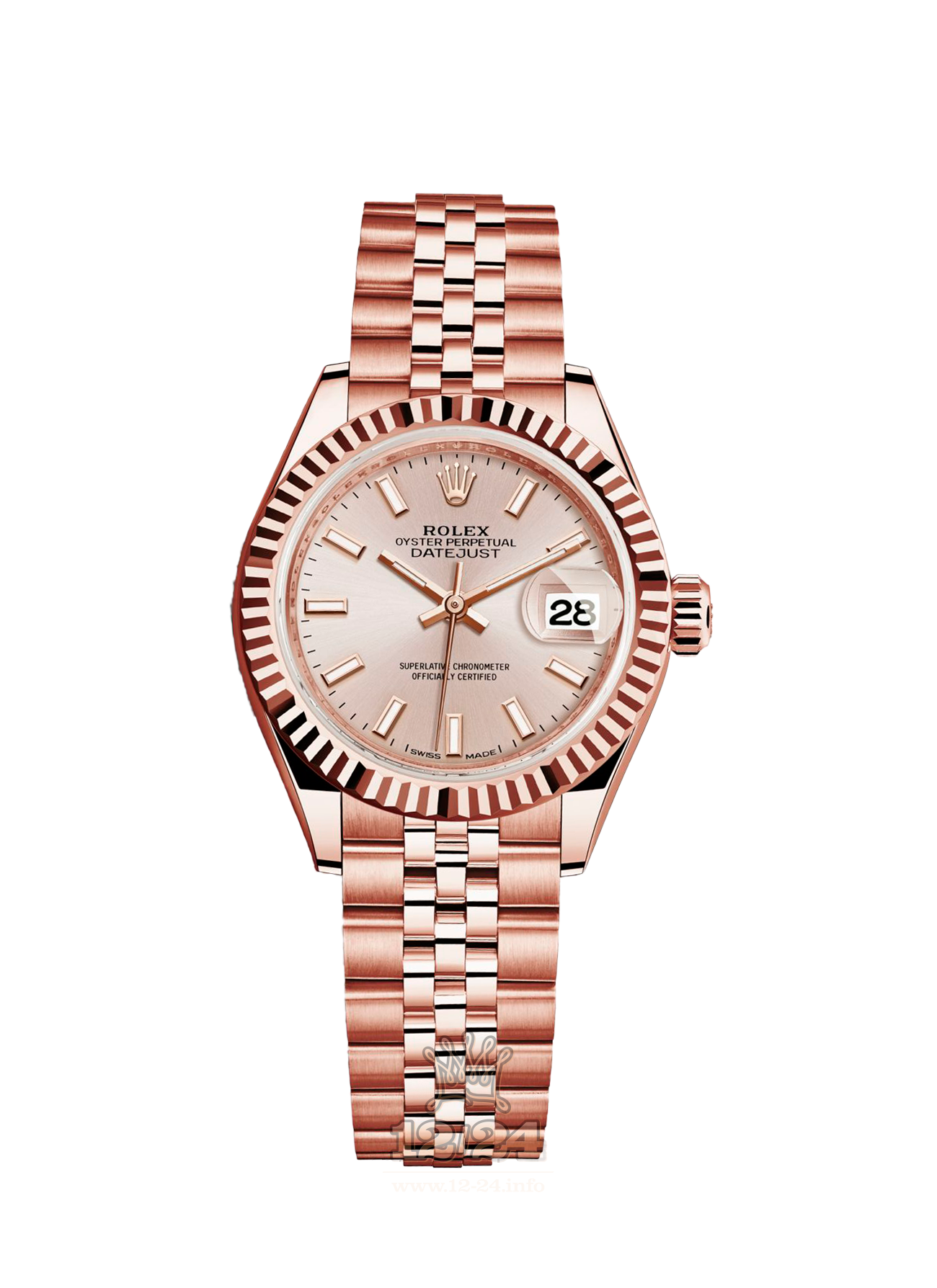 Rolex Datejust Watch 279175-0003 28 mm Pink gold Case Silver Pink Dial