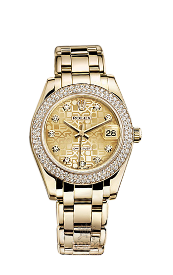 Rolex Pearlmaster Watch 81338-0066 34 mm Yellow gold Case Golden Dial
