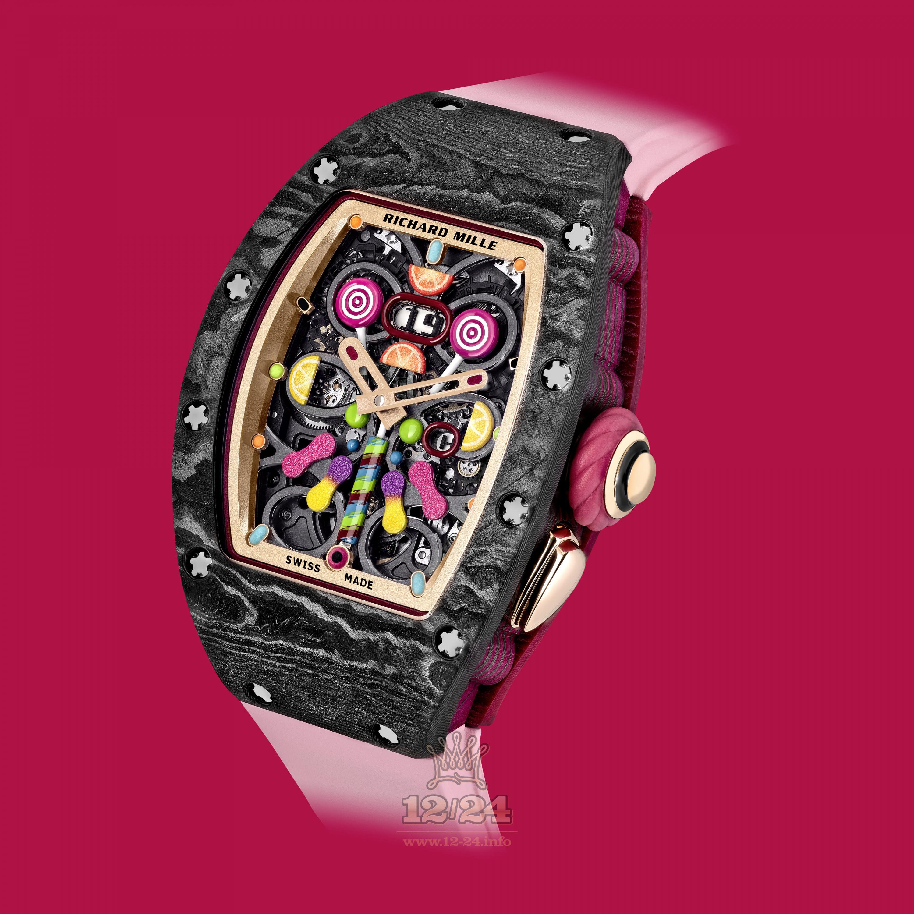 Richard Mille Bonbon Watch RM 37-01 Automatic Cerise Carbon Case
