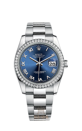 Rolex Datejust Watch 116244-0056 36 mm Steel / White gold Case Dark blue Dial