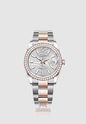Rolex Datejust Watch 126281rbr-0020 36 mm Stainless steel Pink gold Case Gray Silver Dial