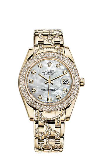 Rolex Pearlmaster Watch 81338-0017 34 mm Yellow gold Case White Dial