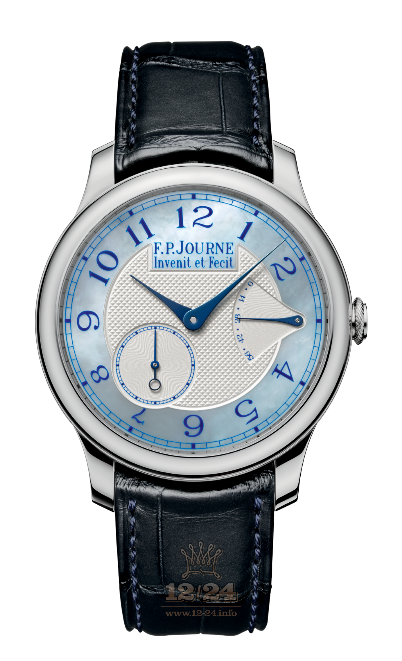 F.P.Journe Exclusive Pieces Watch FPJ-Co-ExclusivePieces-CBN-ChronometreNacre-CuirPl 39 mm Platinum Case White Blue Dial