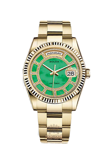 Rolex Day-Date Watch 118238-0438 36 mm Yellow gold Case Green Dial