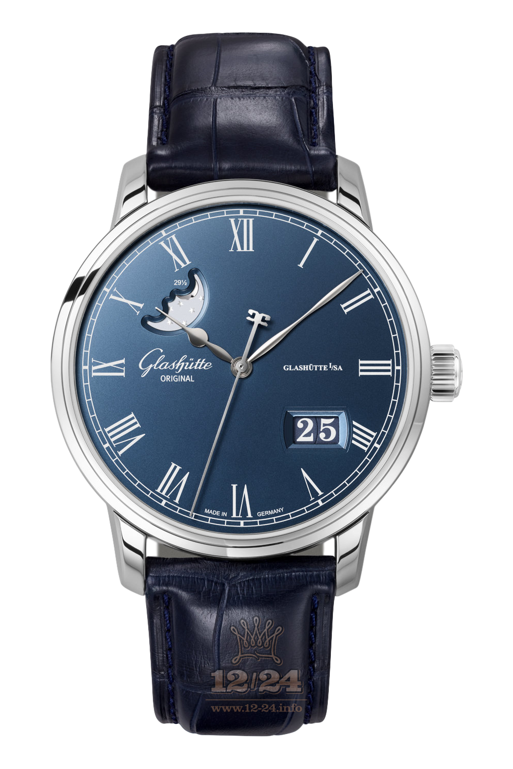 Glashutte Senator Watch 100-04-05-12-50 40 mm Stainless steel Case Dark blue Dial
