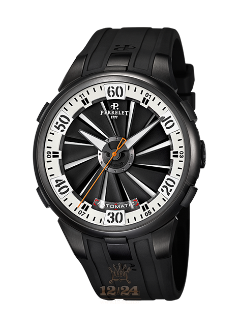 Perrelet Turbine Watch A1051/4 48 mm Stainless steel PVD coating Case Black Silver Dial
