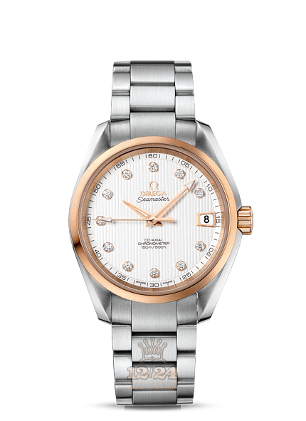Omega Aqua Terra 150 M Watch 231.20.39.21.52.003 38 mm Steel / Pink gold Case Silver Dial