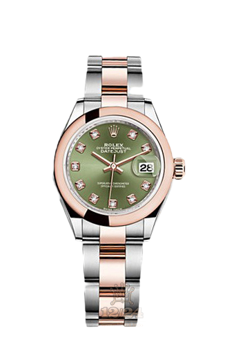 Rolex Datejust Watch 279161-0008 28 mm Steel / Pink gold Case Green Dial