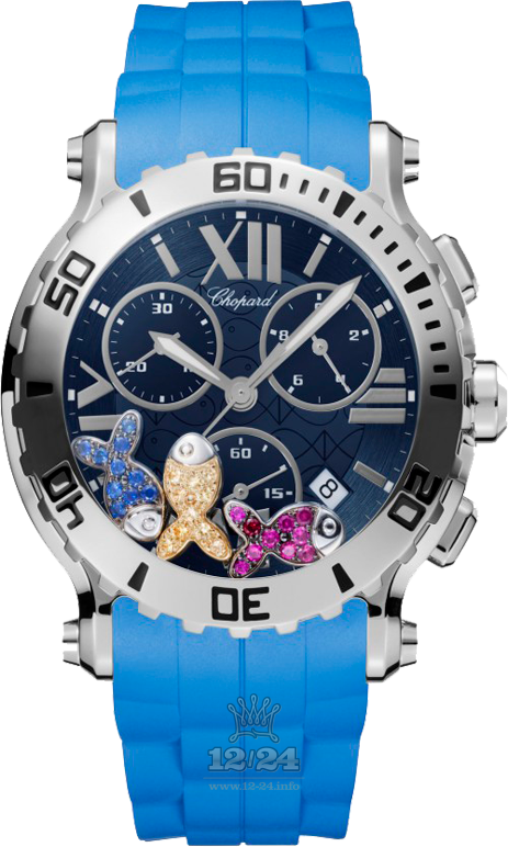 Chopard Happy Diamonds Watch 288499-3018 42 mm Stainless steel Case Dark blue Dial
