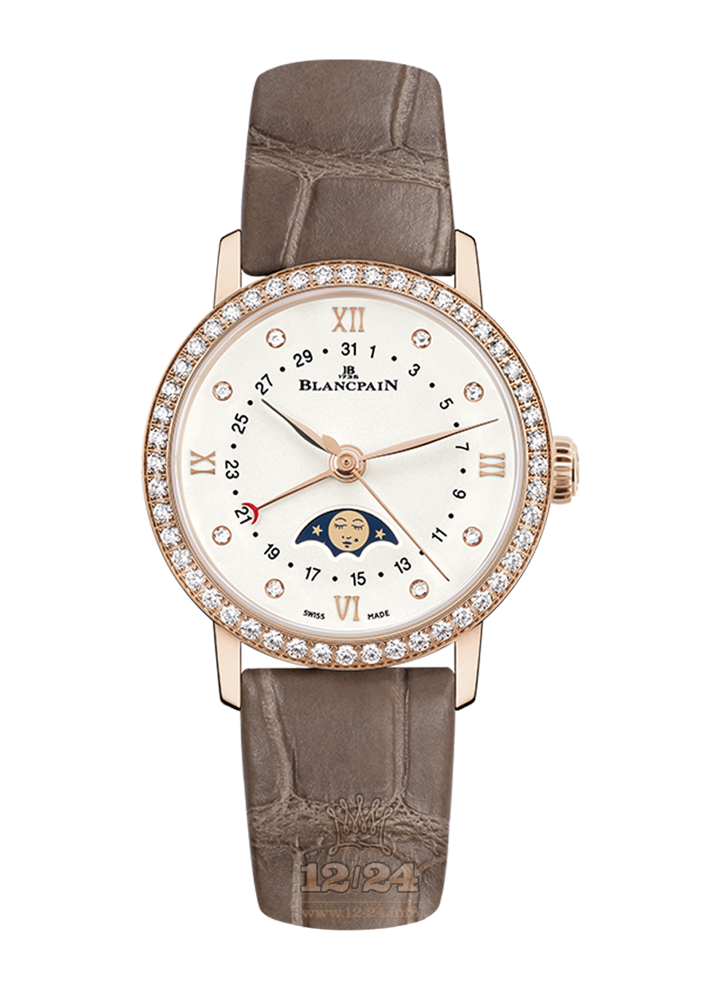 Blancpain Villeret Watch 6106-2987-55A 29 mm Pink gold Case White Dial