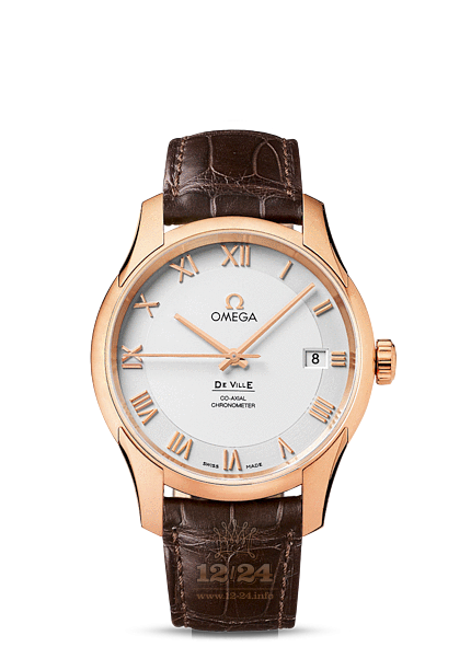 Omega De Ville Watch 431.53.41.21.02.001 41 mm Pink gold Case Silver Dial