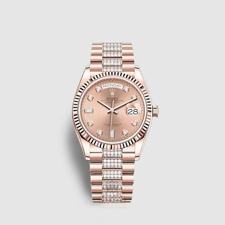 Rolex Day-Date Watch 128235-0019 36 mm Pink gold Case Pink Dial