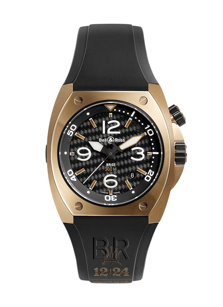 Bell & Ross Marine Watch BR02-PINKGOLD 44 mm Pink gold Case Black Dial