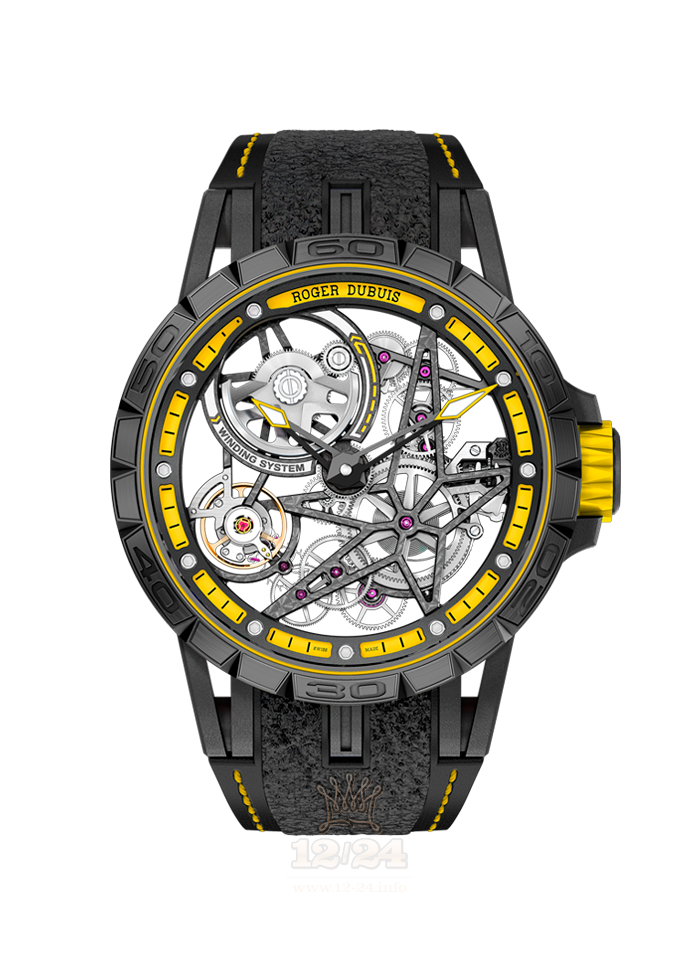 Roger Dubuis Excalibur Watch RDDBEX0616 45 mm Titanium PVD coating Case Black Yellow Dial