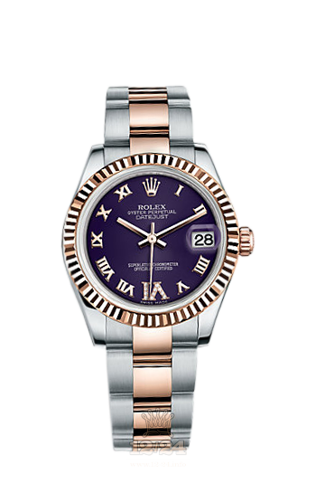 Rolex Lady-Datejust Watch 178271-0076 31 mm Steel / Pink gold Case Purple Dial
