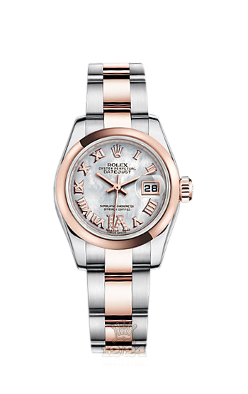 Rolex Lady-Datejust Watch 179161-0073 26 mm Steel / Pink gold Case White Dial