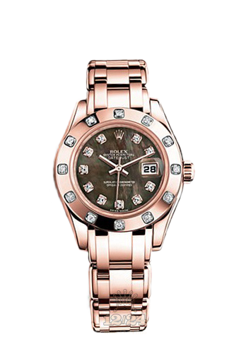 Rolex Pearlmaster Watch 80315-0003 29 mm Pink gold Case Black Dial