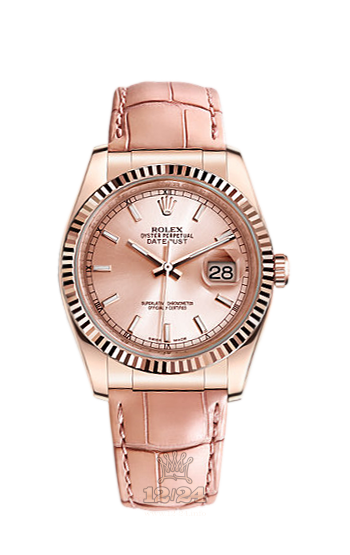 Rolex Datejust Watch 116135-0065 36 mm Pink gold Case Pink Dial