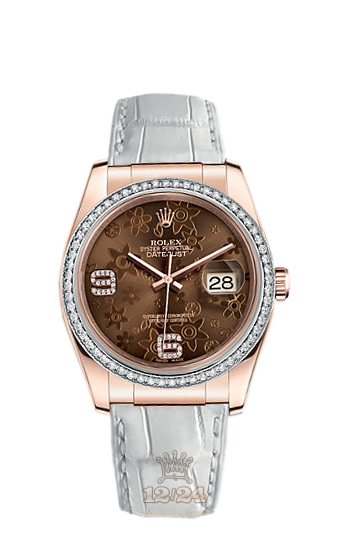 Rolex Datejust Watch 116185-0036 36 mm Pink gold Case Brown (chocolate) Dial