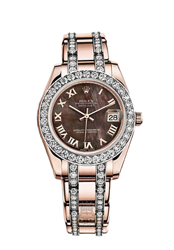 Rolex Pearlmaster Watch 81285-0035 34 mm Pink gold Case Black Dial